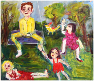 Peinture intitulée "L'innocence" par Victorine Follana, Œuvre d'art originale, Huile Monté sur Panneau de bois