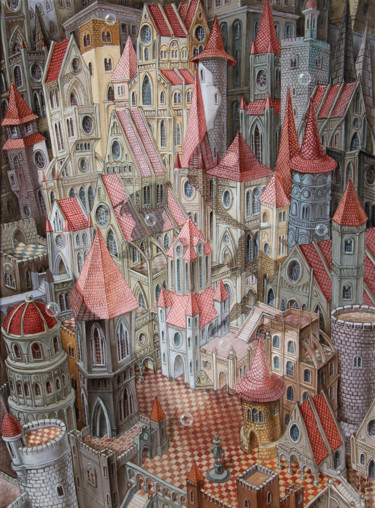 Peinture intitulée "The Kingdom of Auro…" par Victor Molev, Œuvre d'art originale, Huile Monté sur Châssis en bois