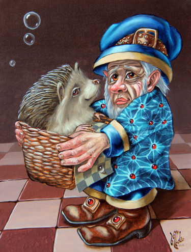 Painting titled "Hedgehog" by Victor Molev, Original Artwork, Oil