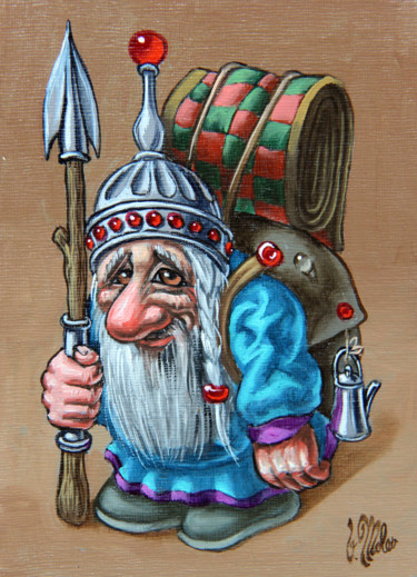 「Dwarf With a Blanke…」というタイトルの絵画 Victor Molevによって, オリジナルのアートワーク, オイル