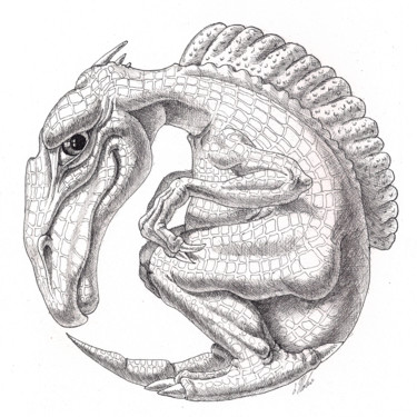 Рисунок под названием "Spinnosaurus" - Victor Molev, Подлинное произведение искусства, Чернила