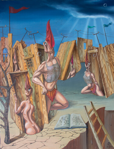 Peinture intitulée "Theory of Flight" par Victor Molev, Œuvre d'art originale, Huile Monté sur Châssis en bois