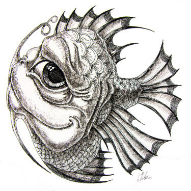 "Small angler fish" başlıklı Resim Victor Molev tarafından, Orijinal sanat, Mürekkep