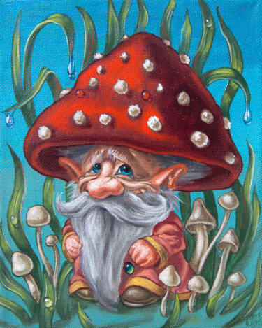 Pintura intitulada "Senior  Mushroom" por Victor Molev, Obras de arte originais, Óleo Montado em Armação em madeira