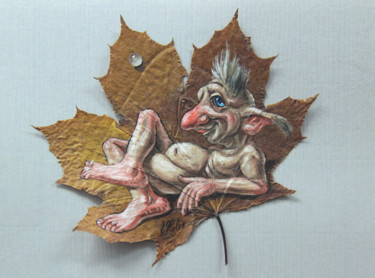 Pittura intitolato "Autumn leave №2. Tr…" da Victor Molev, Opera d'arte originale, Olio