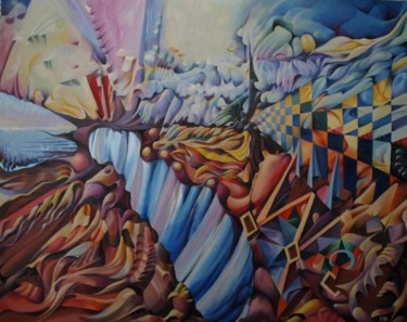 Peinture intitulée "At the Edge" par Victor X, Œuvre d'art originale, Huile