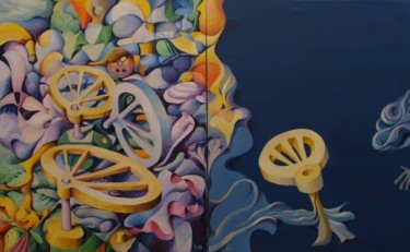 「Clockwork Society -…」というタイトルの絵画 Victor Xによって, オリジナルのアートワーク, オイル