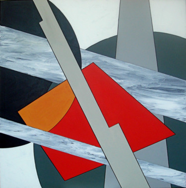 Peinture intitulée "07-le-carre-rouge-1…" par Isabelle Viennois, Œuvre d'art originale, Huile