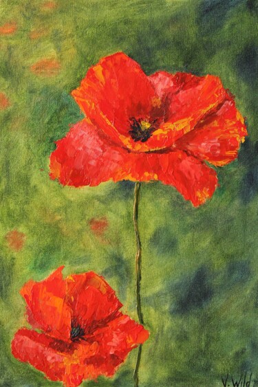 Pintura titulada "Poppies" por Vikki Wild, Obra de arte original, Oleo