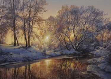 Картина под названием "Winter pond" - Viktar Yushkevich Yuvart, Подлинное произведение искусства, Акрил