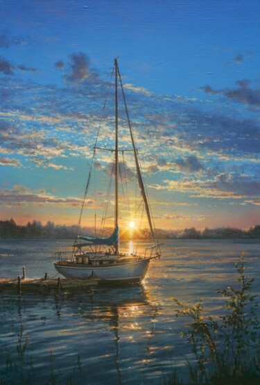 Schilderij getiteld "Sunset" door Viktar Yushkevich Yuvart, Origineel Kunstwerk, Acryl