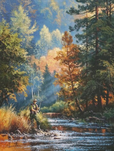 Peinture intitulée "Autumn etude" par Viktar Yushkevich Yuvart, Œuvre d'art originale, Acrylique