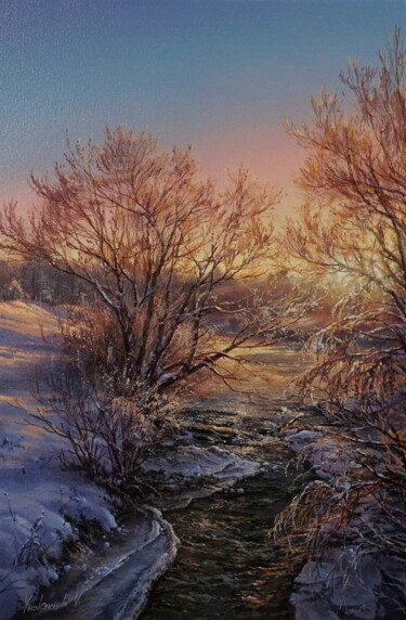 Pittura intitolato "Winter ringing stre…" da Viktar Yushkevich Yuvart, Opera d'arte originale, Acrilico