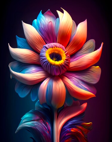 Digitale Kunst mit dem Titel "Surreal flower" von Viktor Artemev, Original-Kunstwerk, Digitale Malerei