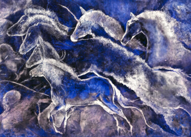 Grafika cyfrowa / sztuka generowana cyfrowo zatytułowany „Blue horses” autorstwa Viktor Artemev, Oryginalna praca, Malarstwo…