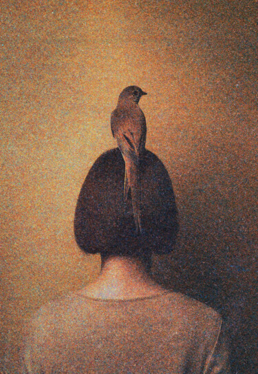 Photographie intitulée "Woman with a bird" par Viktor Artemev, Œuvre d'art originale, Photographie numérique