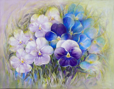 Painting titled "Violets" by Viktor Babak, Original Artwork, Acrylic