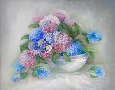 Pittura intitolato "Hydrangeas" da Viktor Babak, Opera d'arte originale, Olio