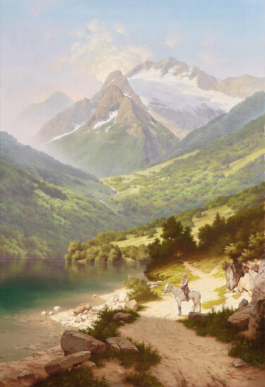 Картина под названием "Горы" - Виктор Филиппов, Подлинное произведение искусства, Масло