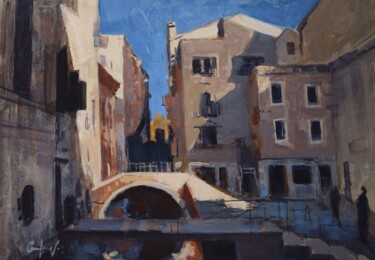 Schilderij getiteld "Abend in Venedig" door Viktor Grabar, Origineel Kunstwerk, Gouache