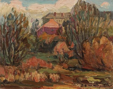 「Local landscape, oi…」というタイトルの絵画 Viktor Makarovによって, オリジナルのアートワーク, オイル ウッドストレッチャーフレームにマウント