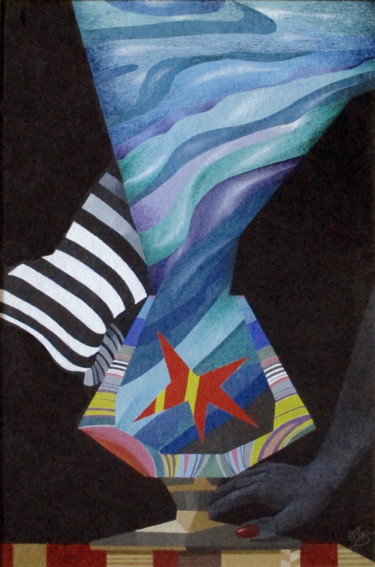 Painting titled "“Si №8 cocktail”" by Viktor Miniailo, Original Artwork, Gouache