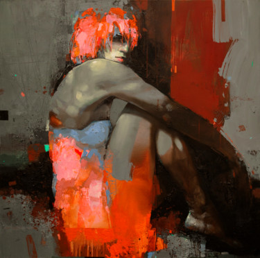 Картина под названием "Bonfire Nigh" - Viktor Sheleg, Подлинное произведение искусства, Масло Установлен на Деревянная рама…