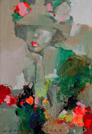 Peinture intitulée "Flower Girl" par Viktor Sheleg, Œuvre d'art originale, Acrylique