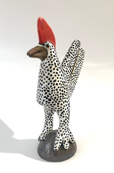 Skulptur mit dem Titel "White Chicken" von Viktor Zuk, Original-Kunstwerk, Keramik