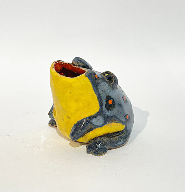 Sculpture titled "Singing, Happy Frog" by Viktor Zuk, Original Artwork, Ceramics