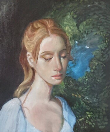 Painting titled "Lady portrait" by Viktória Déri, Original Artwork, Oil