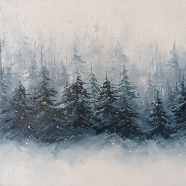 Peinture intitulée ""Winter forest" lan…" par Viktoriia Kerner, Œuvre d'art originale, Huile