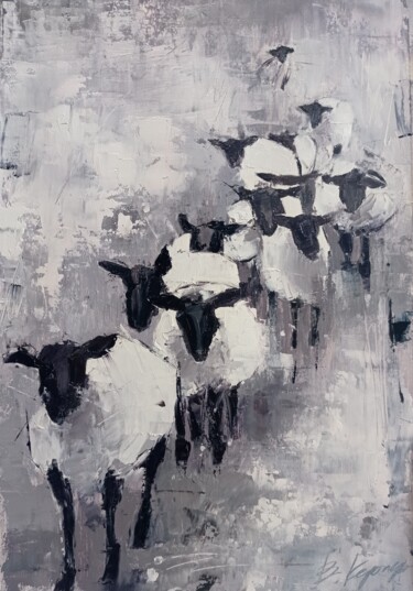 Картина под названием ""Sheeps 2" oil pain…" - Виктория Кернер, Подлинное произведение искусства, Масло
