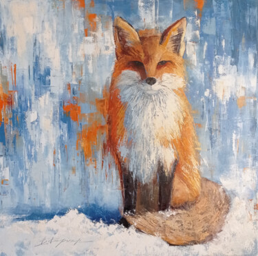 Картина под названием ""Red fox" oil paint…" - Виктория Кернер, Подлинное произведение искусства, Масло