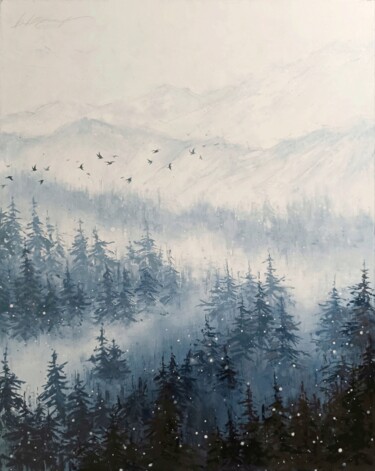 ""First snow" oil pa…" başlıklı Tablo Виктория Кернер tarafından, Orijinal sanat, Petrol Ahşap Sedye çerçevesi üzerine monte…