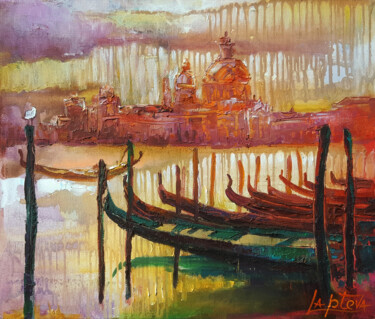 Schilderij getiteld "Venice summer rain…" door Viktoria Lapteva, Origineel Kunstwerk, Olie Gemonteerd op Frame voor houten b…