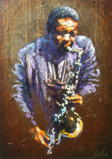 Painting titled "Jazz improvisation…" by Viktoria Lapteva, Original Artwork, Oil Mounted on Wood Stretcher frame