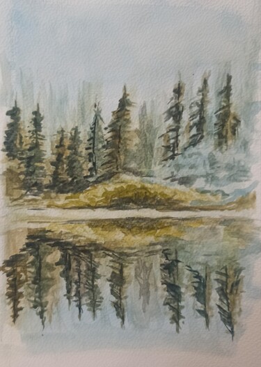 Painting titled "Forêt" by Viktoria Palamarchuk, Original Artwork, Watercolor