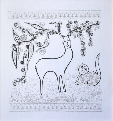 Schilderij getiteld "Small Silver hoof" door Viktoria Patrusheva, Origineel Kunstwerk, Gelpen