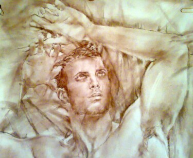 Pintura intitulada "Male torso painting…" por Viktoria Day, Obras de arte originais, Pastel