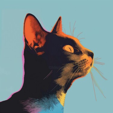 Grafika cyfrowa / sztuka generowana cyfrowo zatytułowany „Black cat” autorstwa Viktoriia Gladkova, Oryginalna praca, Obraz g…