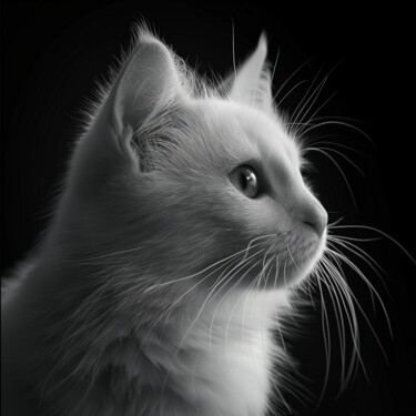 Arte digital titulada "White kitten" por Viktoriia Gladkova, Obra de arte original, Imagen generada por IA