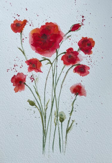 绘画 标题为“Watercolour flowers” 由Viktoriia Kyrylenko, 原创艺术品, 水彩