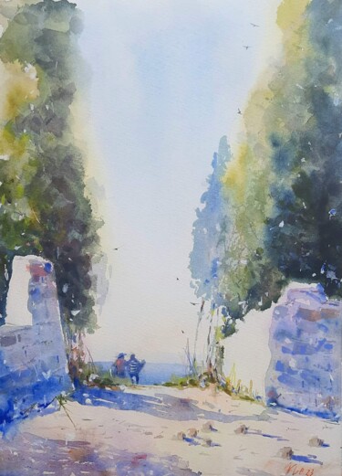 Peinture intitulée "Five minutes to the…" par Viktoriia Lebedynska, Œuvre d'art originale, Aquarelle