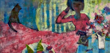 Ζωγραφική με τίτλο "Одна дома" από Виктория Дубовик, Αυθεντικά έργα τέχνης, Ακρυλικό