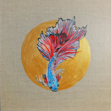 "Pink Beta Fish." başlıklı Tablo Viktoriya Filipchenko tarafından, Orijinal sanat, Akrilik Karton üzerine monte edilmiş