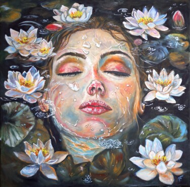 Картина под названием "Bathing Among Water…" - Viktoriya Filipchenko, Подлинное произведение искусства, Масло Установлен на…