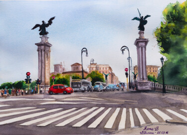Pintura titulada "Rome, bridge of Vit…" por Viktoriia Gaman, Obra de arte original, Acuarela