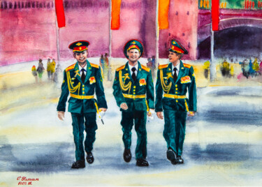 Schilderij getiteld "After the parade. O…" door Viktoriia Gaman, Origineel Kunstwerk, Aquarel