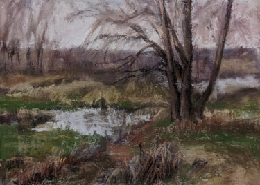 Malerei mit dem Titel "Late Autumn Landsca…" von Viktoriya Yakubouskaya, Original-Kunstwerk, Pastell